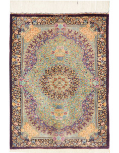 Tappeto Ghom Seta Persia 60x84 Verde Menta Mela