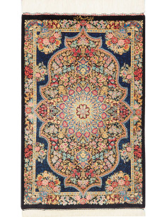 Rug Ghom Silk Persia 58x89 Midnight Blue Gold
