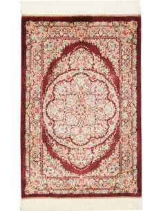 Rug Ghom Silk Persia 61x91 Burgundy Cream
