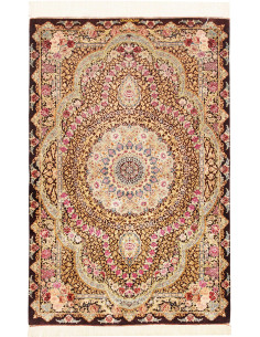 Rug Ghom Silk Persia 79x121 Dark Brown Cream Go