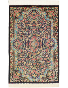 Tappeto Ghom Seta Persia 78x120 Blu Notte Rosso