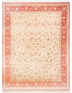 Tappeto Ghom Seta Persia 191x248 Crema Rosso Te