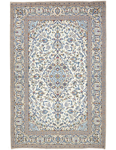 Tappeto Kashan Persia 200x303 Crema Blu