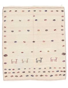 Rug Kilim Vintage Persia 110x126 Ivory Antique
