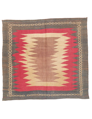 Rug Kilim Vintage Persia 130x129 Grey-blue Red