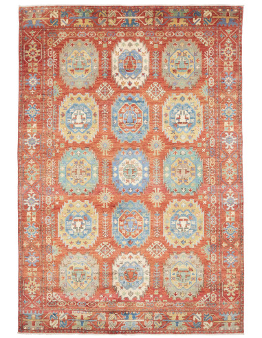 Rug Kazak Afghanistan 201x296 Terracotta Sky Bl
