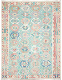 Rug Kilim Afghanistan 303x398 Aqua Light Pink