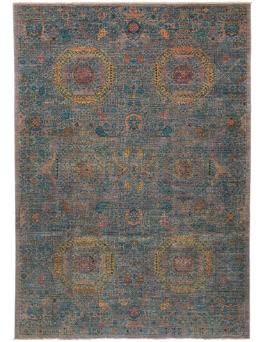 Tappeto Mamlouk Pakistan 202x297 Verde Acqua Or
