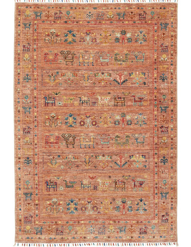 Rug Rubin Pakistan 123x180 Rusty Terracotta Blu