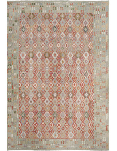 Tappeto Kilim Afghanistan 410x594 Verde Salvia