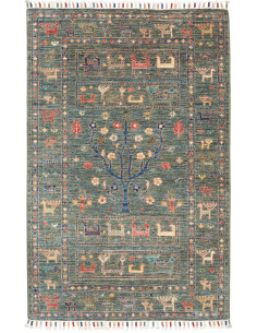 Rug Rubin Pakistan 76x124 Petrol Green Brick Re