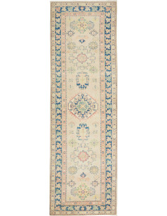 Rug Kazak Afghanistan 85x287 Beige Cream Indigo