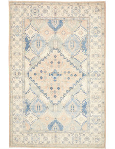 Tappeto Kazak Afghanistan 198x301 Crema Blu