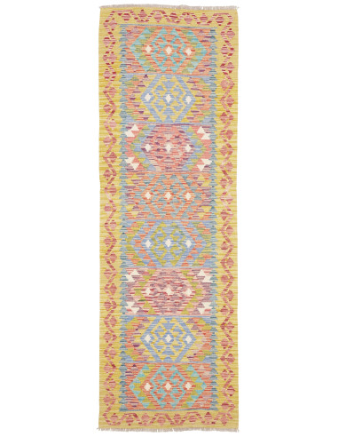 Rug Kilim Afghanistan 80x243 Bright Yellow Blue