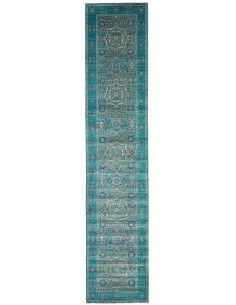 Rug Mamlouk Pakistan 82x396 Teal Of Beige