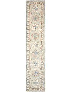 Tappeto Kazak Afghanistan 79x387 Azzurro Tenue