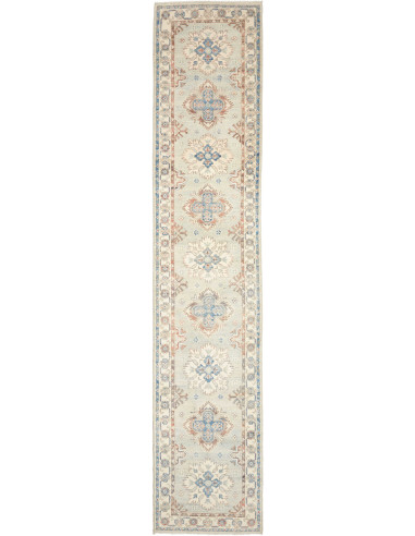 Tappeto Kazak Afghanistan 79x387 Azzurro Tenue