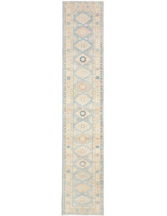 Tappeto Kazak Afghanistan 65x343 Azzurro Beige