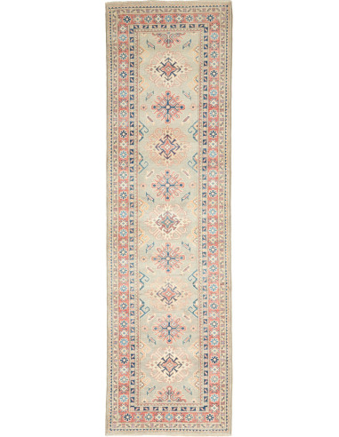 Rug Kazak Afghanistan 82x289 Pastel Aqua Coral