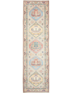 Rug Kazak Afghanistan 86x307 Beige Cream Sky Bl