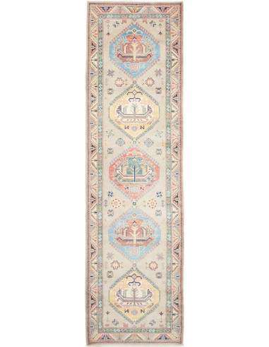 Rug Kazak Afghanistan 86x307 Beige Cream Sky Bl