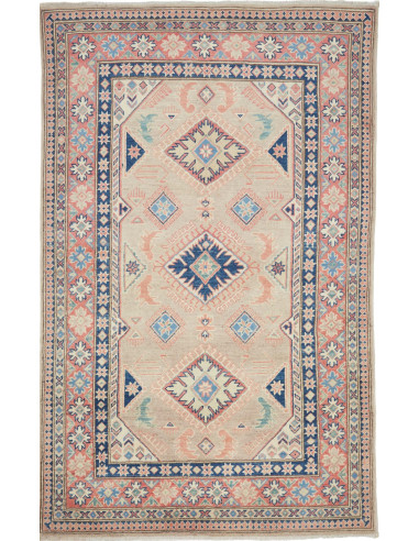 Tappeto Kazak Afghanistan 116x186 Beige Blu Ros