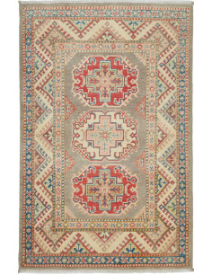 Rug Kazak Afghanistan 81x126 Grey Taupe Red Blu