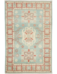 Rug Kazak Afghanistan 81x124 Aqua Blue Terracot