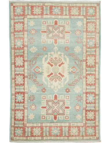 Rug Kazak Afghanistan 81x124 Aqua Blue Terracot