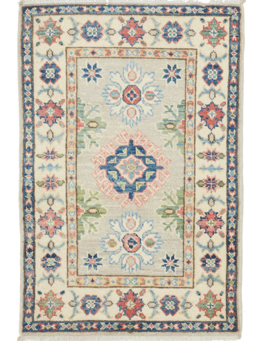 Rug Kazak Afghanistan 61x90 Light Grey Cream Bl