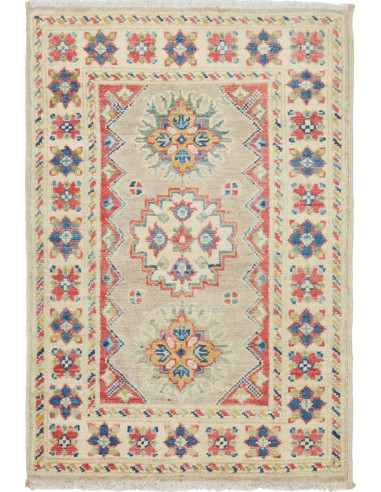 Rug Kazak Afghanistan 61x96 Beige Red Blue Yell