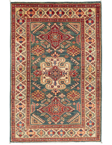 Rug Kazak Fine Pakistan 92x140 Petrol Green Ter