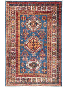 Tappeto Kazak Fine Pakistan 99x152 Blu Rosso Cr