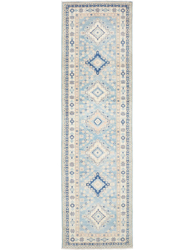 Tappeto Kazak Afghanistan 84x302 Azzurro Chiaro