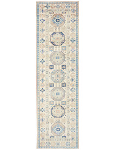 Rug Kazak Afghanistan 83x289 Cream Blue Terraco