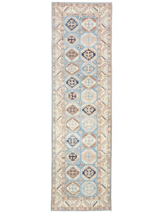 Rug Kazak Afghanistan 81x289 Sky Blue Dark Blue