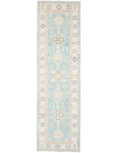Rug Kazak Afghanistan 83x287 Turquoise Light Bl