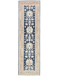 Rug Kazak Afghanistan 83x286 Navy Blue Cream Be