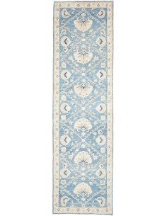 Rug Kazak Afghanistan 85x296 Sky Blue Cream Bei