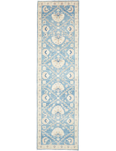 Rug Kazak Afghanistan 85x296 Sky Blue Cream Bei