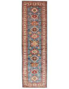 Rug Kazak Fine Pakistan 86x306 Teal Blue Brick
