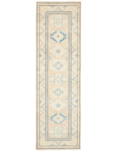 Rug Kazak Afghanistan 85x285 Cream Peach Blue