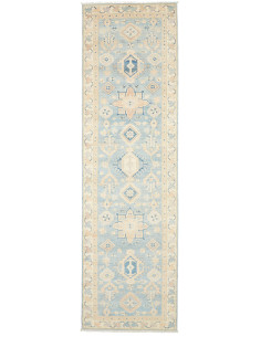 Rug Kazak Afghanistan 86x301 Sky Blue Cream Bei