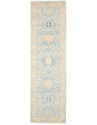 Tappeto Kazak Afghanistan 86x301 Azzurro Cielo