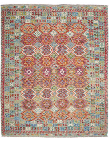 Rug Kilim Afghanistan 251x304 Aqua Blue Red Ora